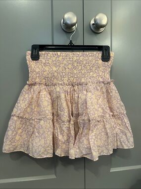 Smocked Waist Tiered Mini Skirt - Lavender Floral